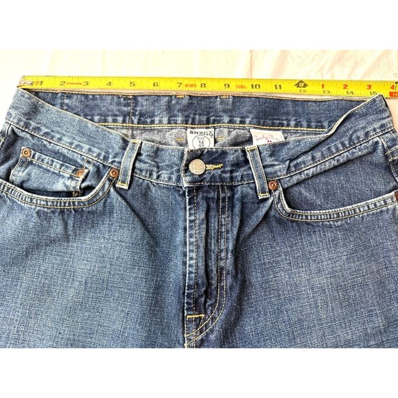 Vtg Lucky Brand Lower Rise Peanut 136 Flare Dungarees Jeans Zipper Sz 14/32 USA - Picture 10 of 12